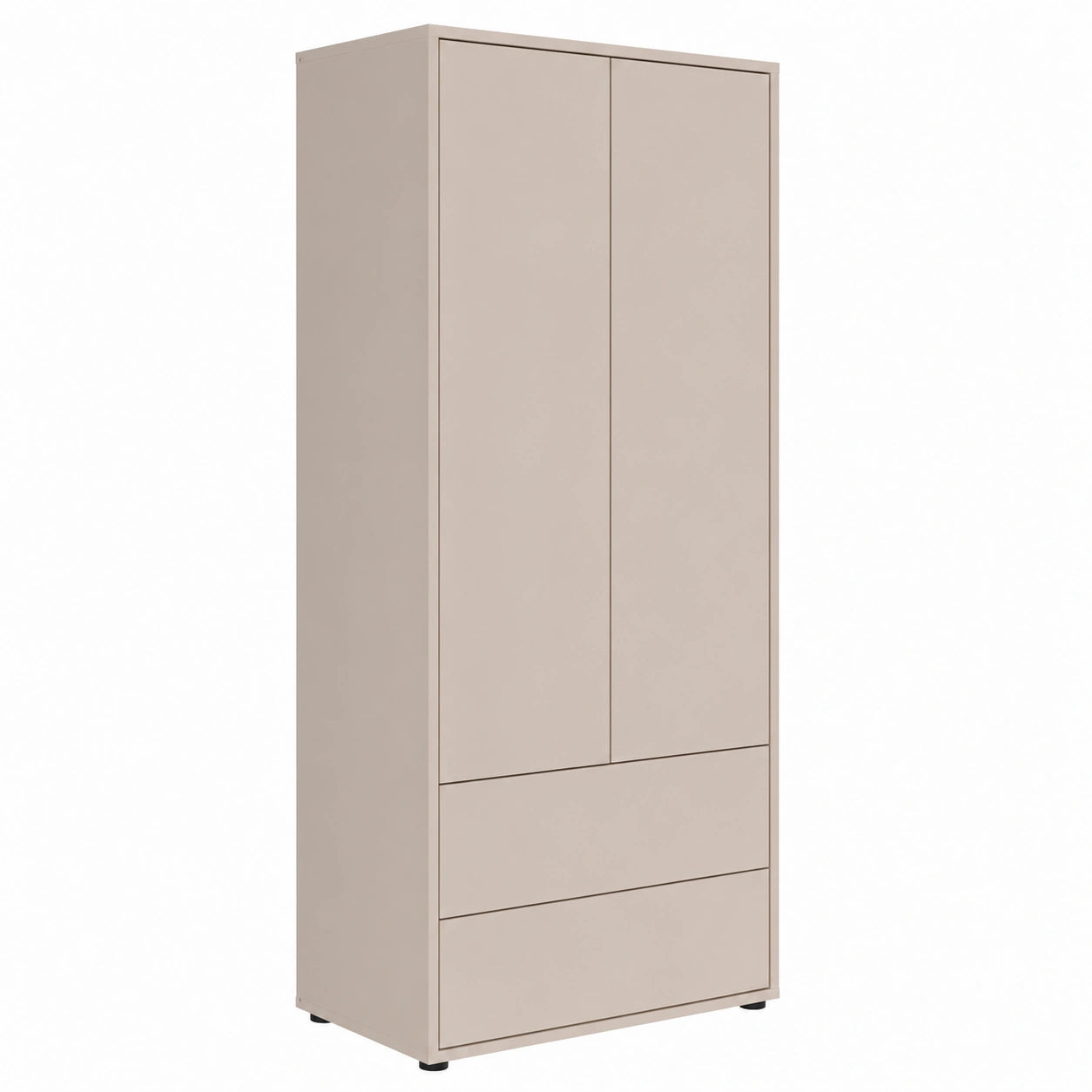 Hochschrank – 70 × 188 cm, mit Schubladen, mit mehreren Türen, aus Holz, Beige