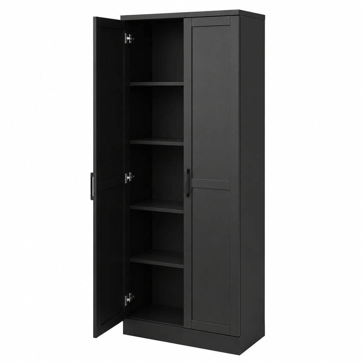 Küchenschrank – 178 cm, mit mehreren Türen, freistehend, Schwarz, für Küche, Schlafzimmer und Badezimmer