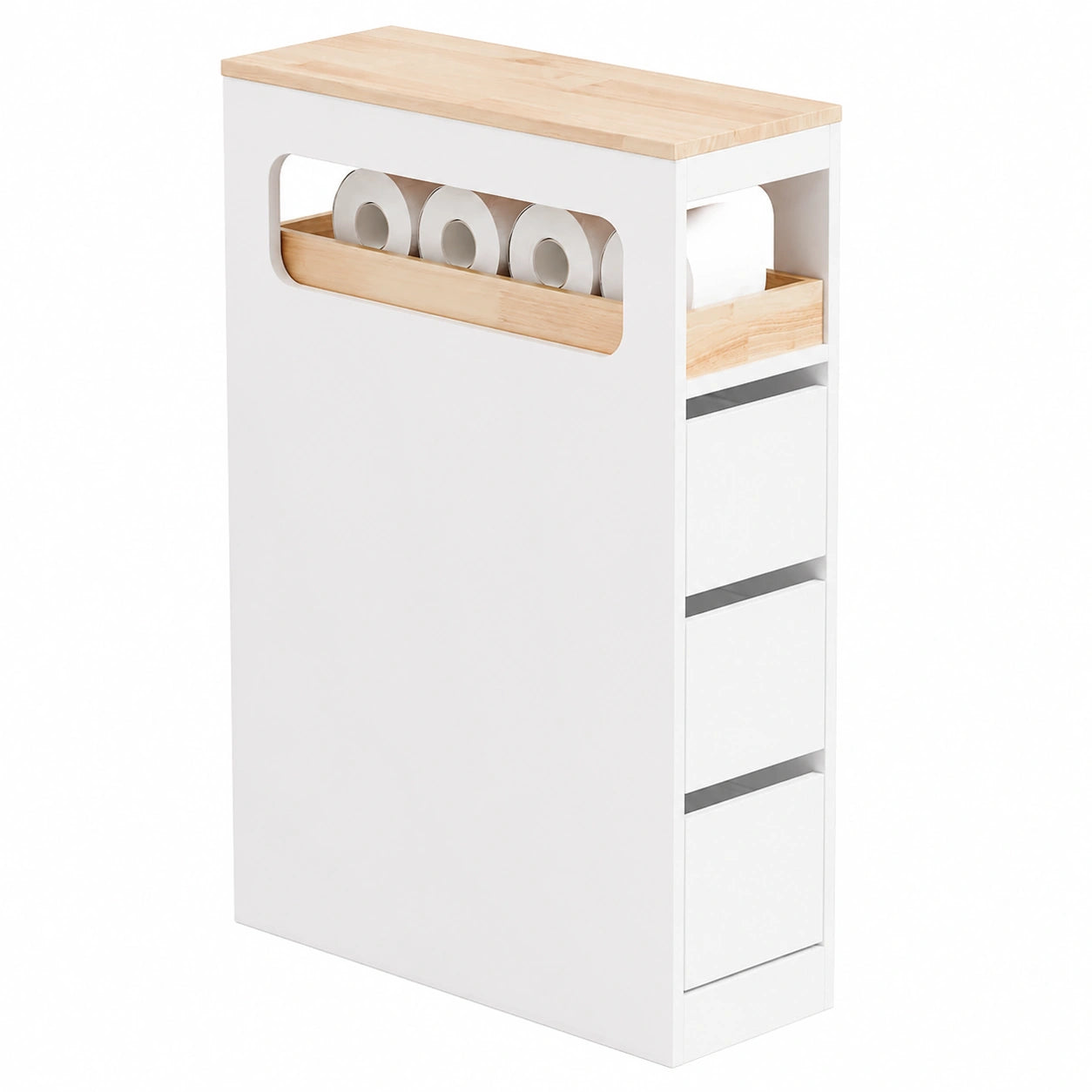 Badezimmerschrank – 65 × 23 × 82 cm, mit Schubladen, mit Rollen, für Badezimmer