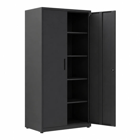 Aktenschrank – 180 × 80 × 40 cm, aus Stahl, Schwarz
