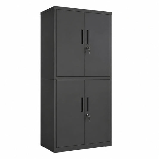 Aktenschrank – 40 × 60 × 180 cm, mit mehreren Türen, mit Ablagen, aus Stahl