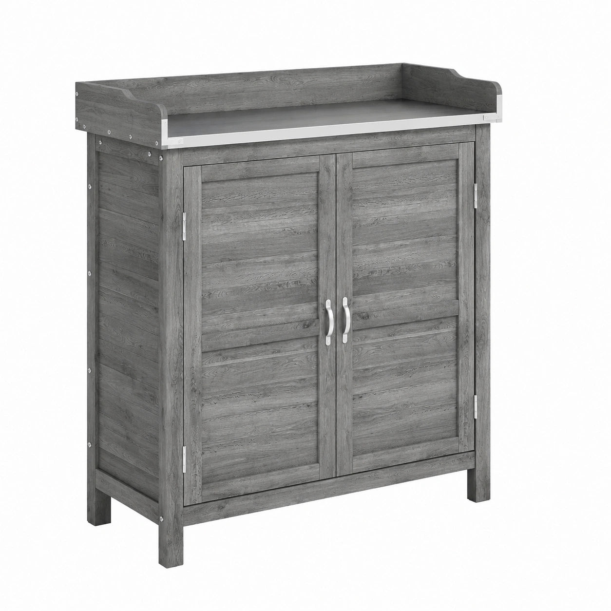 Schrank – 83 × 40 × 92 cm, mit Ablagen, aus Holz, Grau, für Garten und Balkon